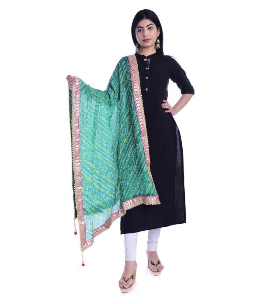     			Raj Green Art Silk Bandhej Dupatta