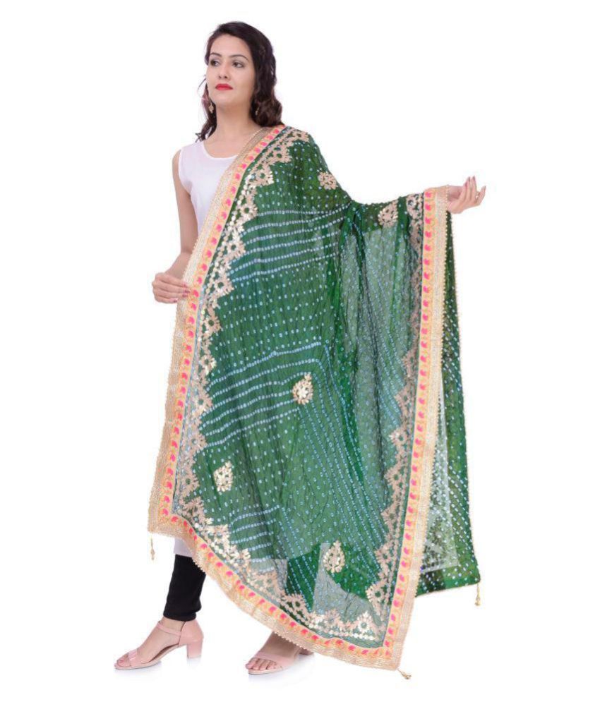     			Raj Green Art Silk Tie & Dye Dupatta