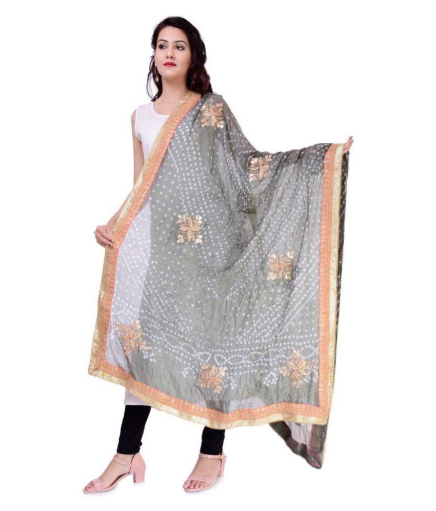     			Raj Grey Art Silk Tie & Dye Dupatta