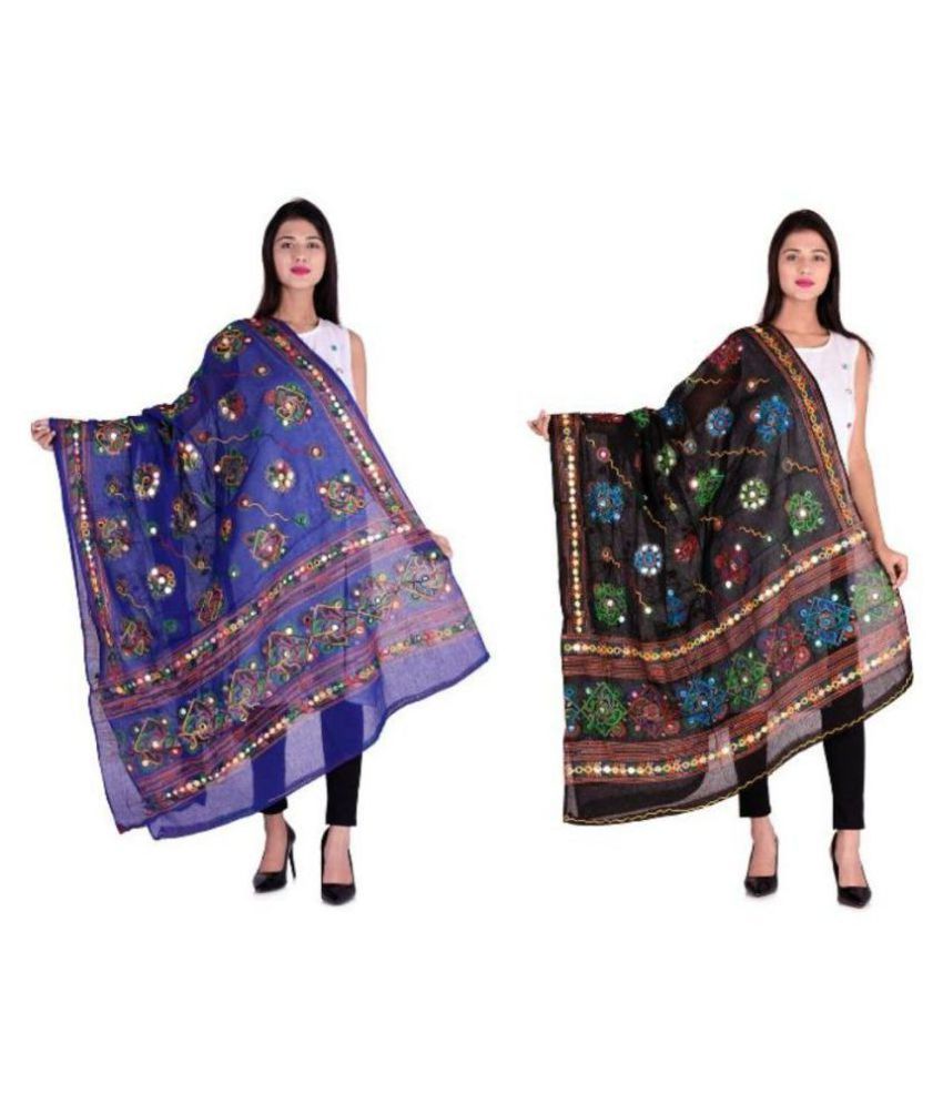     			Raj Multicoloured Cotton Kutch Embroidered Dupatta