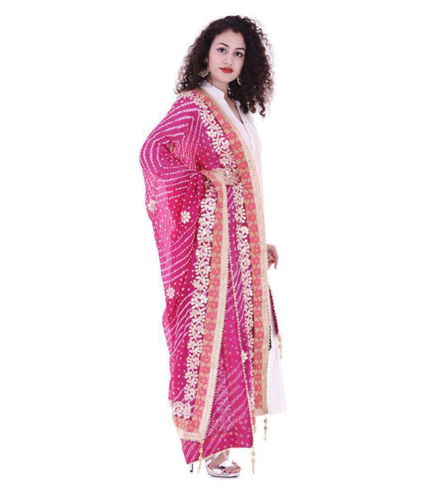     			Raj Pink Art Silk Dupatta