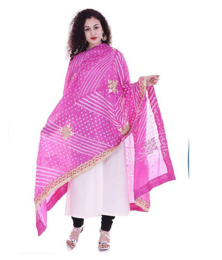     			Raj Pink Art Silk Dupatta