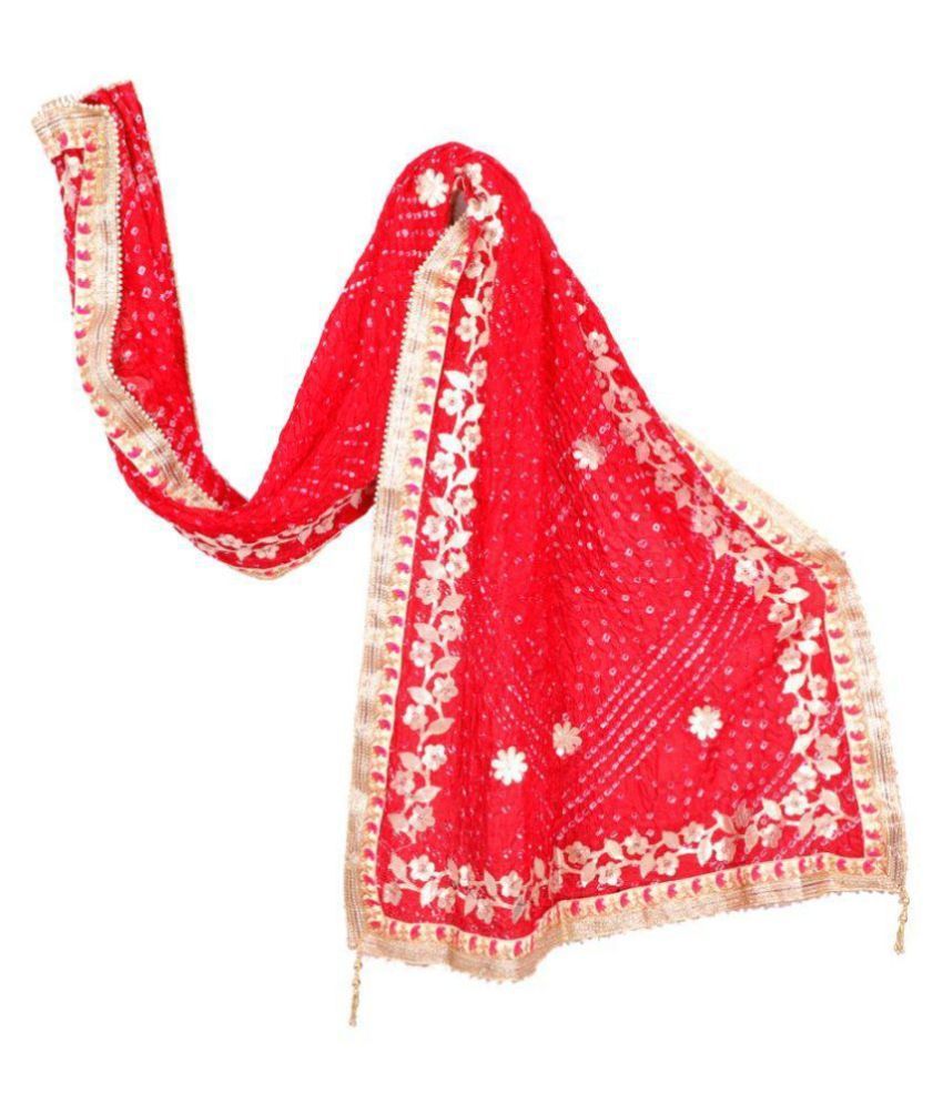     			Raj Red Art Silk Dupatta