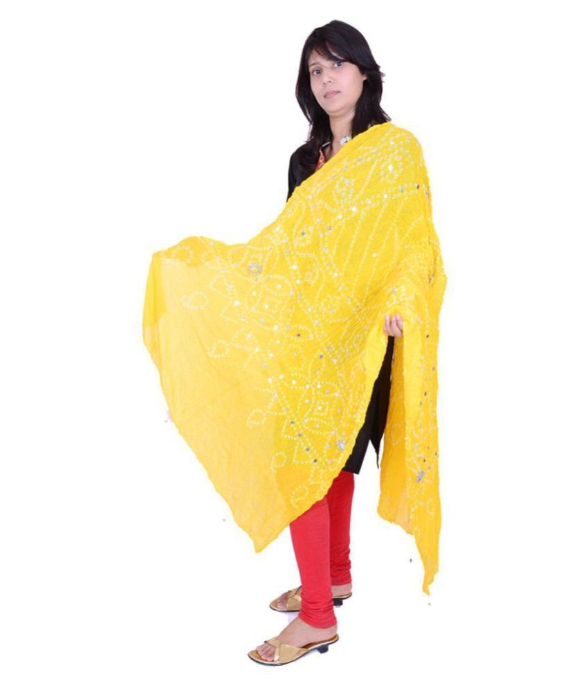 Raj Yellow Cotton Bandhej Dupatta Price in India - Buy Raj Yellow ...