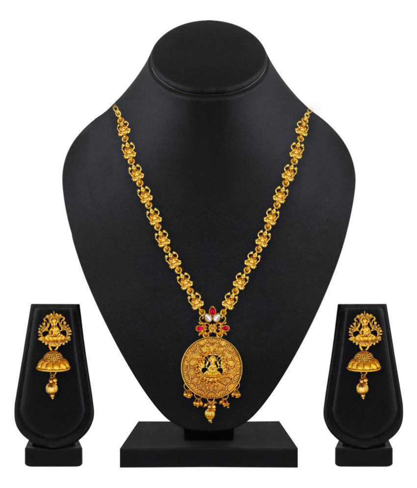 Spargz Alloy Golden Opera Traditional Gold Plated Necklaces Set