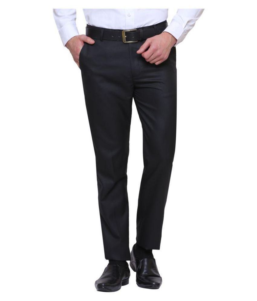     			Inspire Clothing Inspiration Black Slim -Fit Flat Trousers