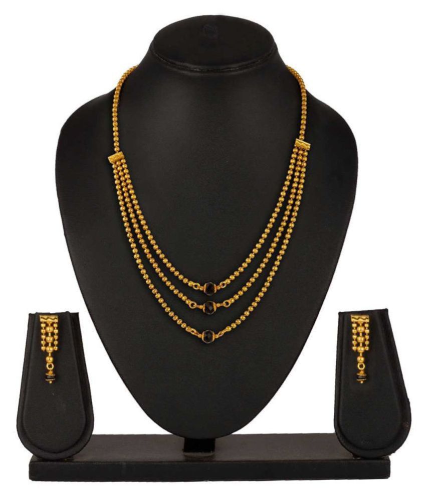     			JFL - Jewellery For Less Golden Copper Necklace Set ( Pack of 1 )