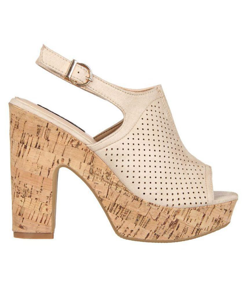 Flat N Heels Beige Block Heels Price in India- Buy Flat N Heels Beige Block Heels Online at Snapdeal