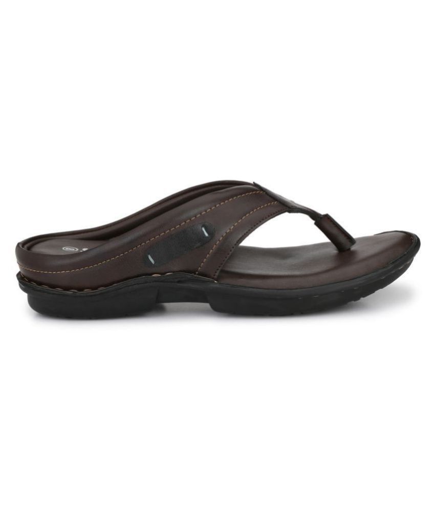 Buy SHENCES Brown Leather Slippers 