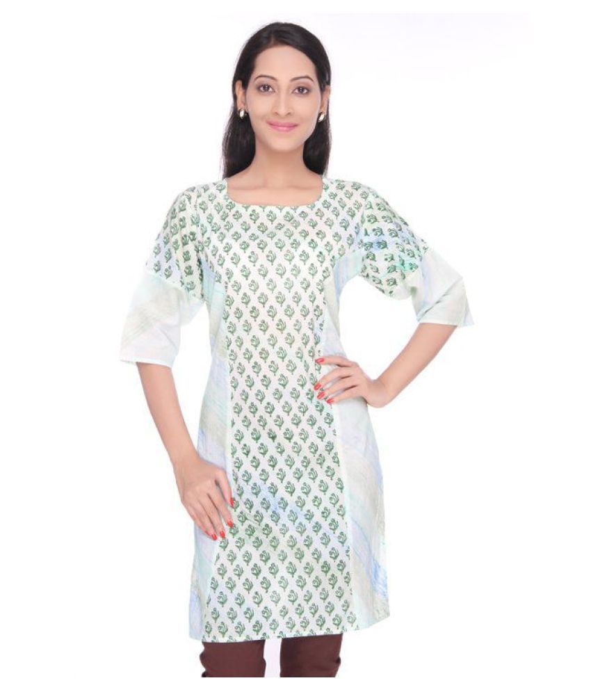     			Viniyog White Cotton Straight Kurti