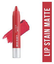 Swiss Beauty Lip Stain Matte Lipstick Lipstick (Coral Red), 3.4gm