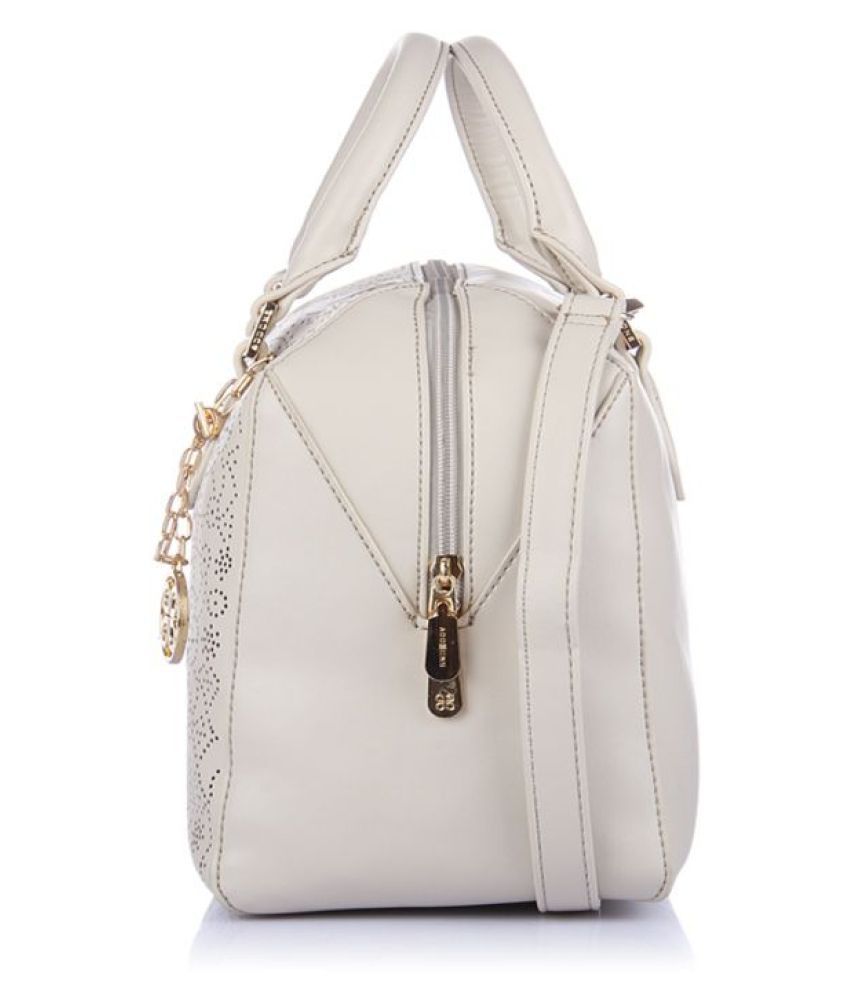 Addon White Faux Leather Satchel Bag - Buy Addon White Faux Leather ...