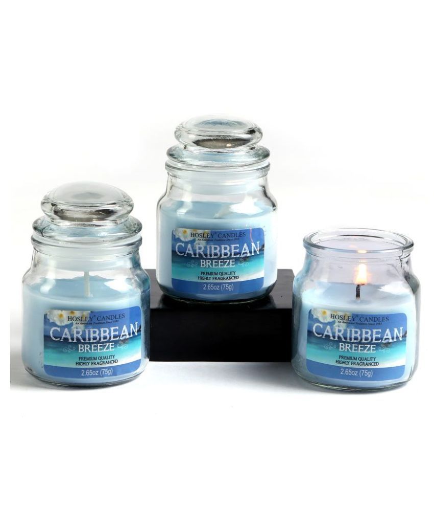     			Hosley Blue Jar Candle - Pack of 3