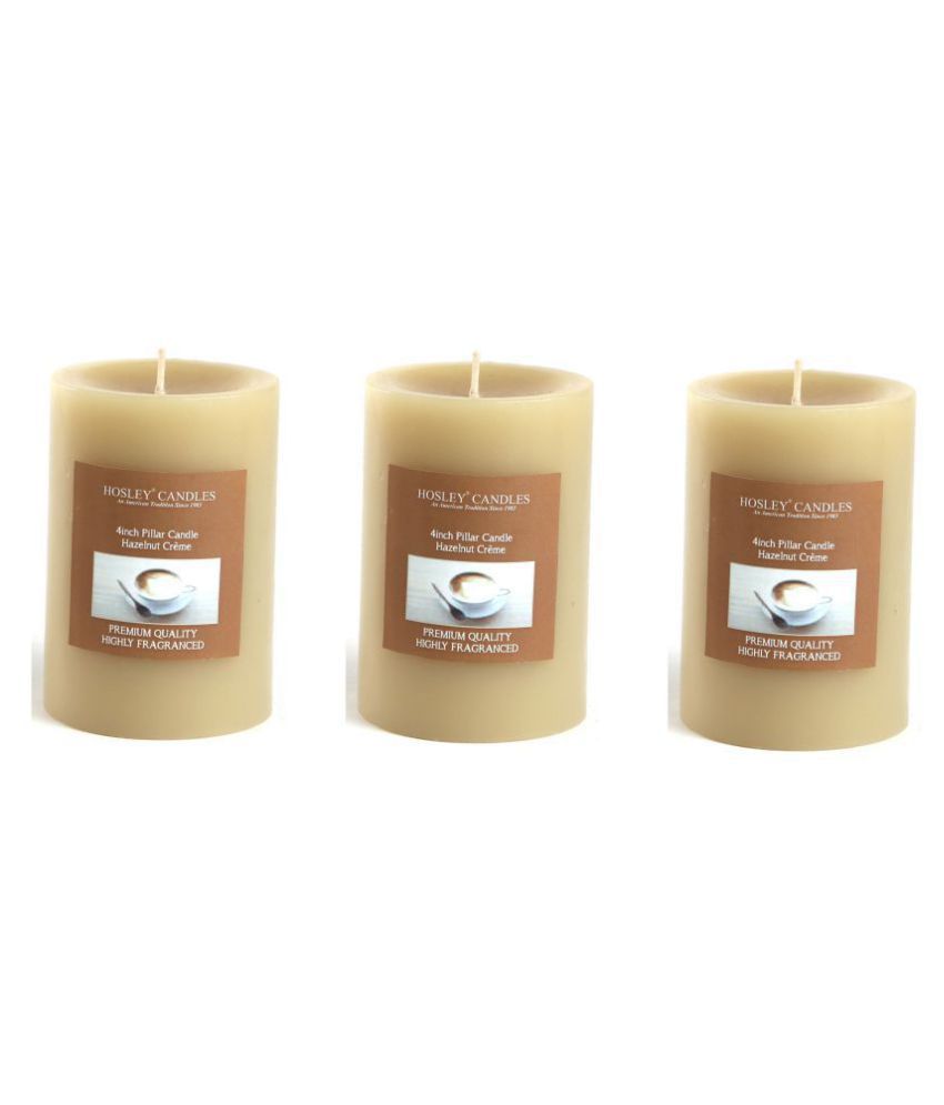     			Hosley Brown Pillar Candle - Pack of 3