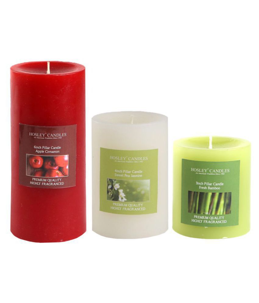     			Hosley Multicolour Pillar Candle - Pack of 3