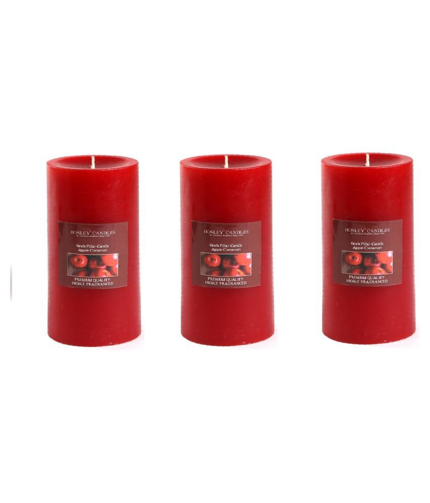     			Hosley Red Pillar Candle - Pack of 3