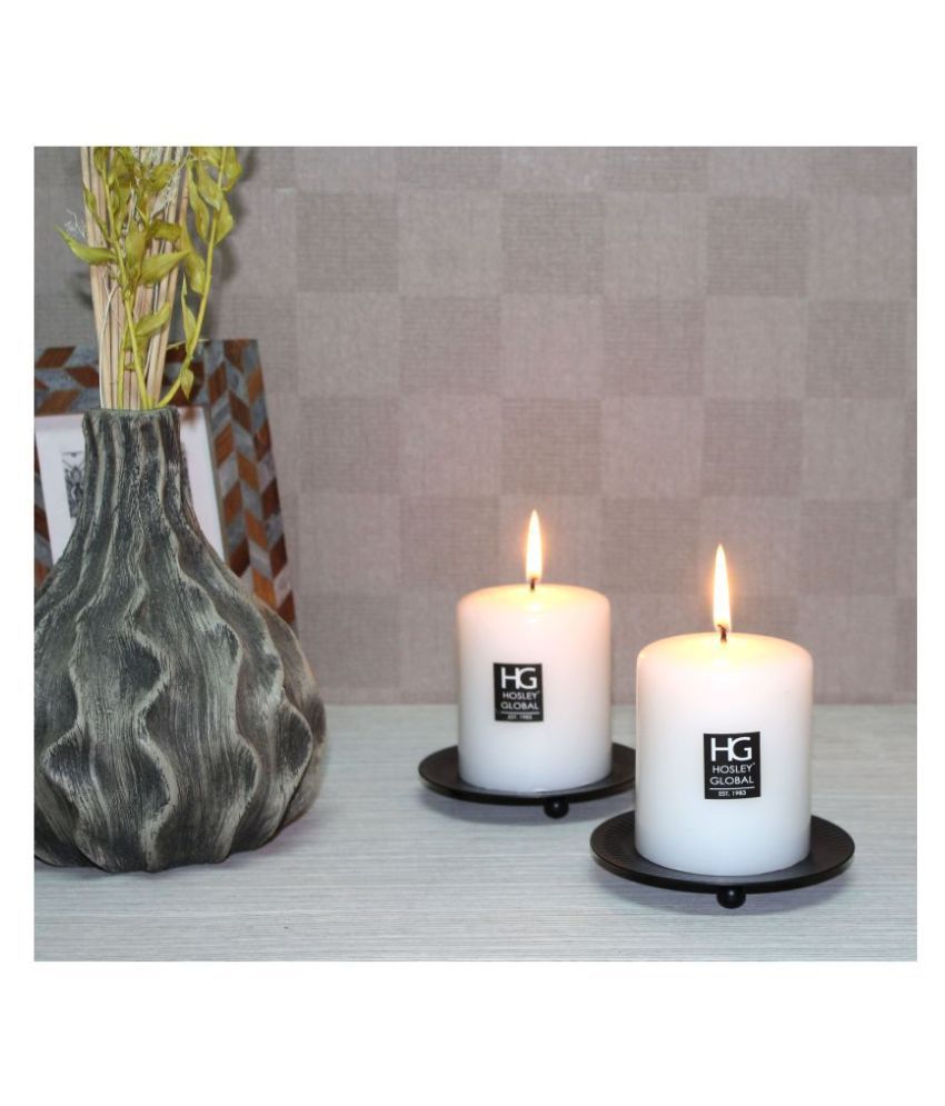     			Hosley White Pillar Candle - Pack of 2