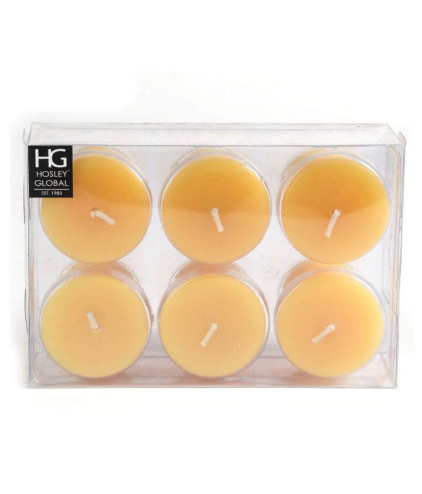 Hosley Yellow Votive Candle - Pack of 6
