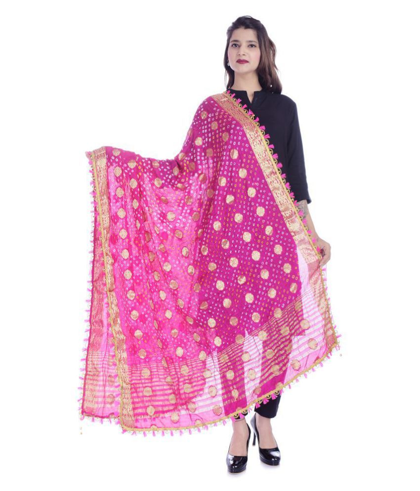     			Apratim Pink Silk Banarasi Dupatta