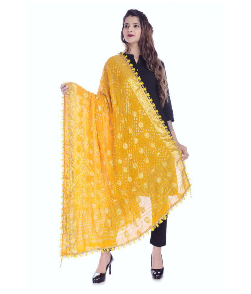     			Apratim Yellow Silk Banarasi Dupatta