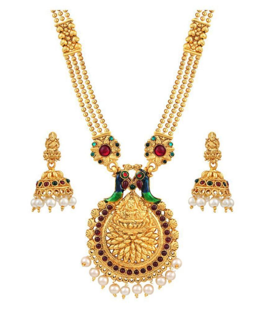     			Asmitta Jewellery Zinc Golden Opera Traditional Gold Plated Necklaces Set