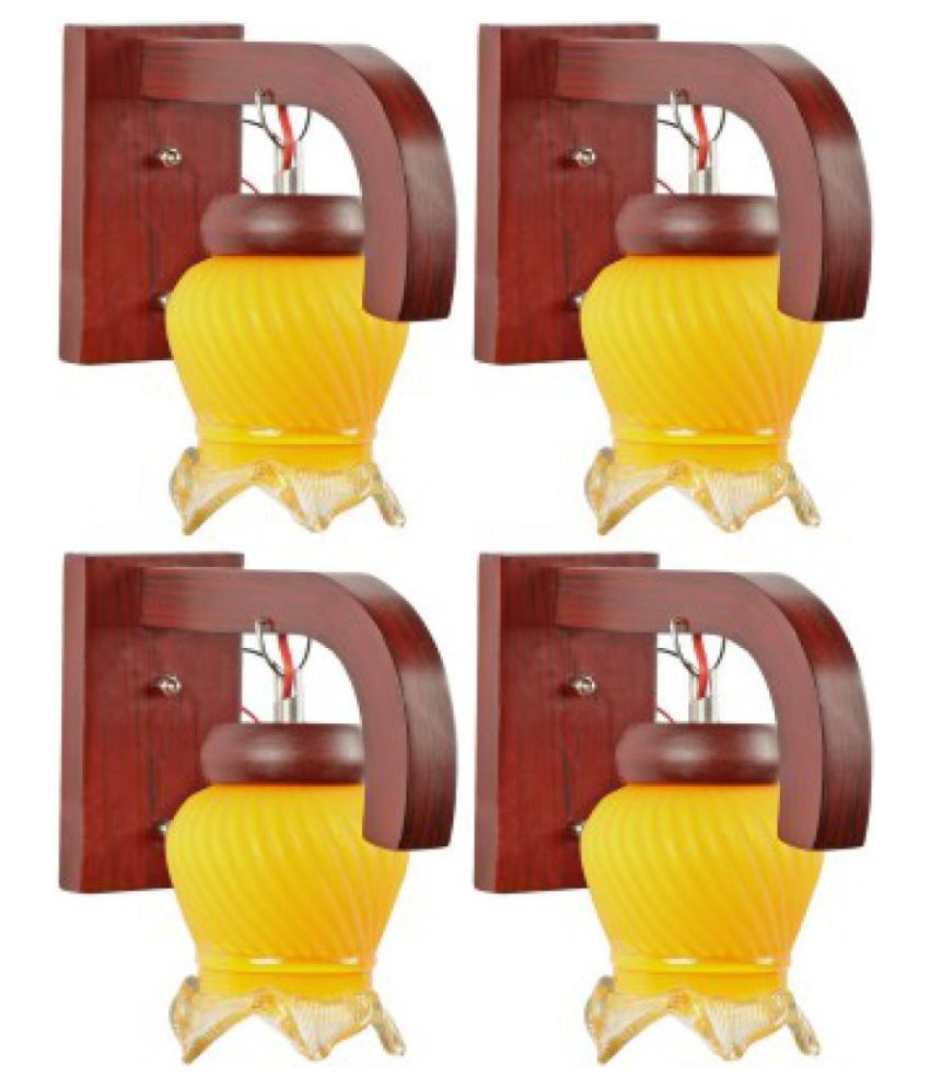     			Somil Decorative & Trendy Glass Wall Light Yellow - Pack of 4