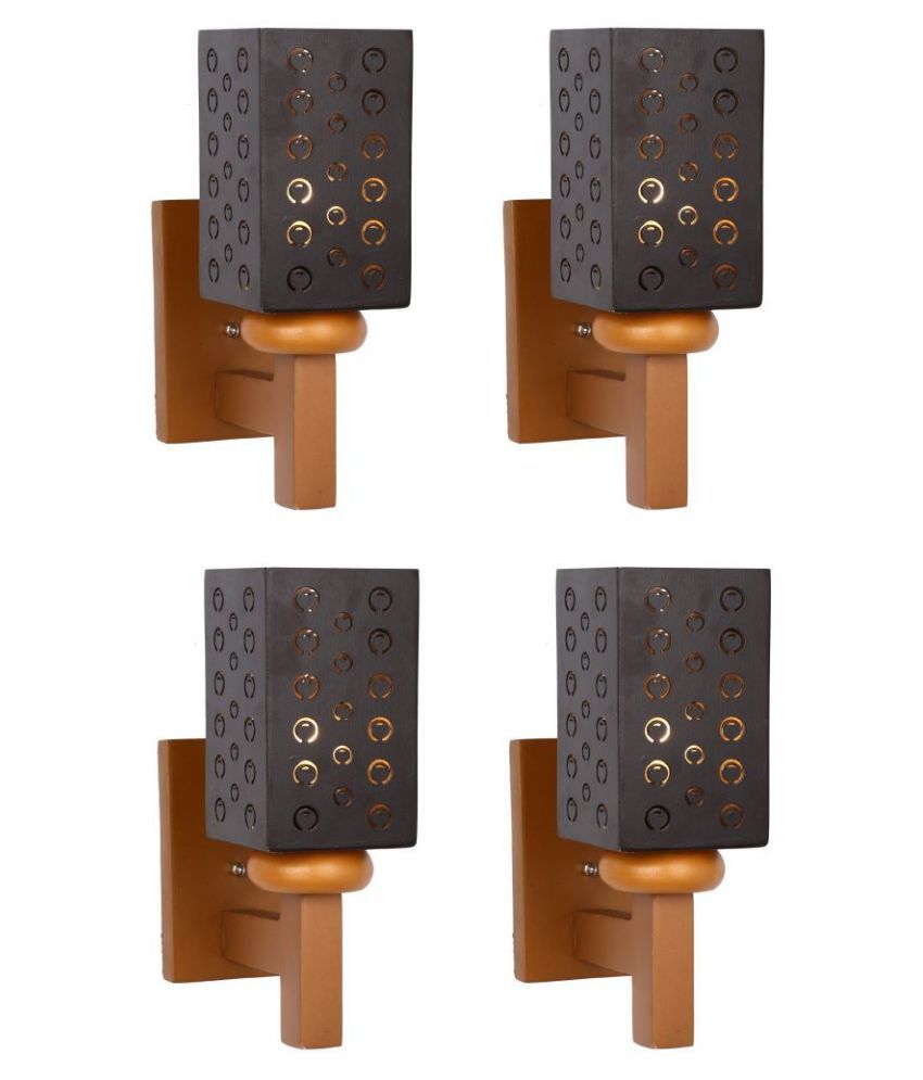     			Somil Decorative Wall Lamp Light Wood Wall Light Black - Pack of 4