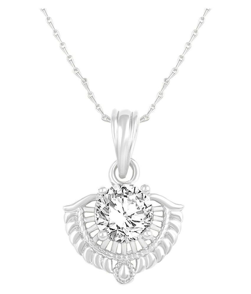     			Asmitta Excellent Designer Silver Plated CZ Stone Pendant with Chain For Women