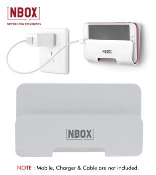 NBOX Mobile Phone Wall Holder with Adhesive Wall Mount White