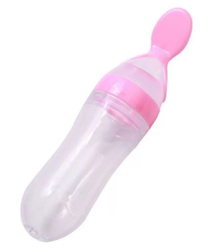 CHILD CHIC BPA Free Squeeze Style Bottle Feeder with Dispensing Spoon for Infant Newborn Toddler(PINK)