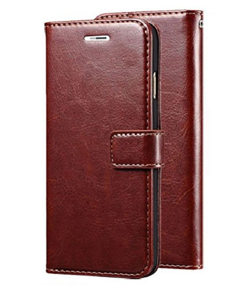     			OPPO F11 Pro Flip Cover by Kosher Traders - Brown Original Vintage Look Leather Wallet Case