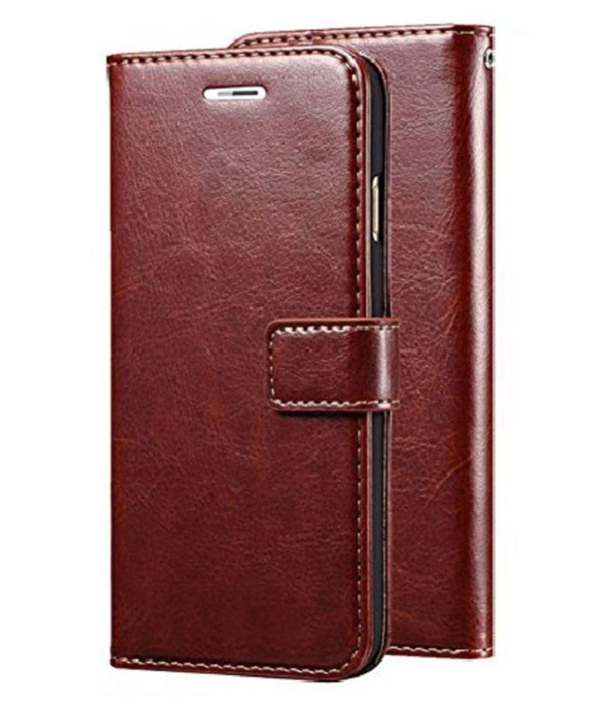     			Oppo A9 2020 Flip Cover by Kosher Traders - Brown Original Leather Wallet