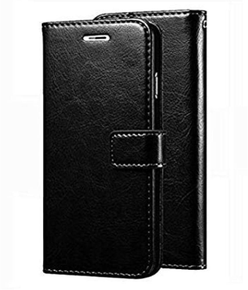     			Oppo R17 Pro Flip Cover by Kosher Traders - Black Original Vintage Look Leather Wallet Case