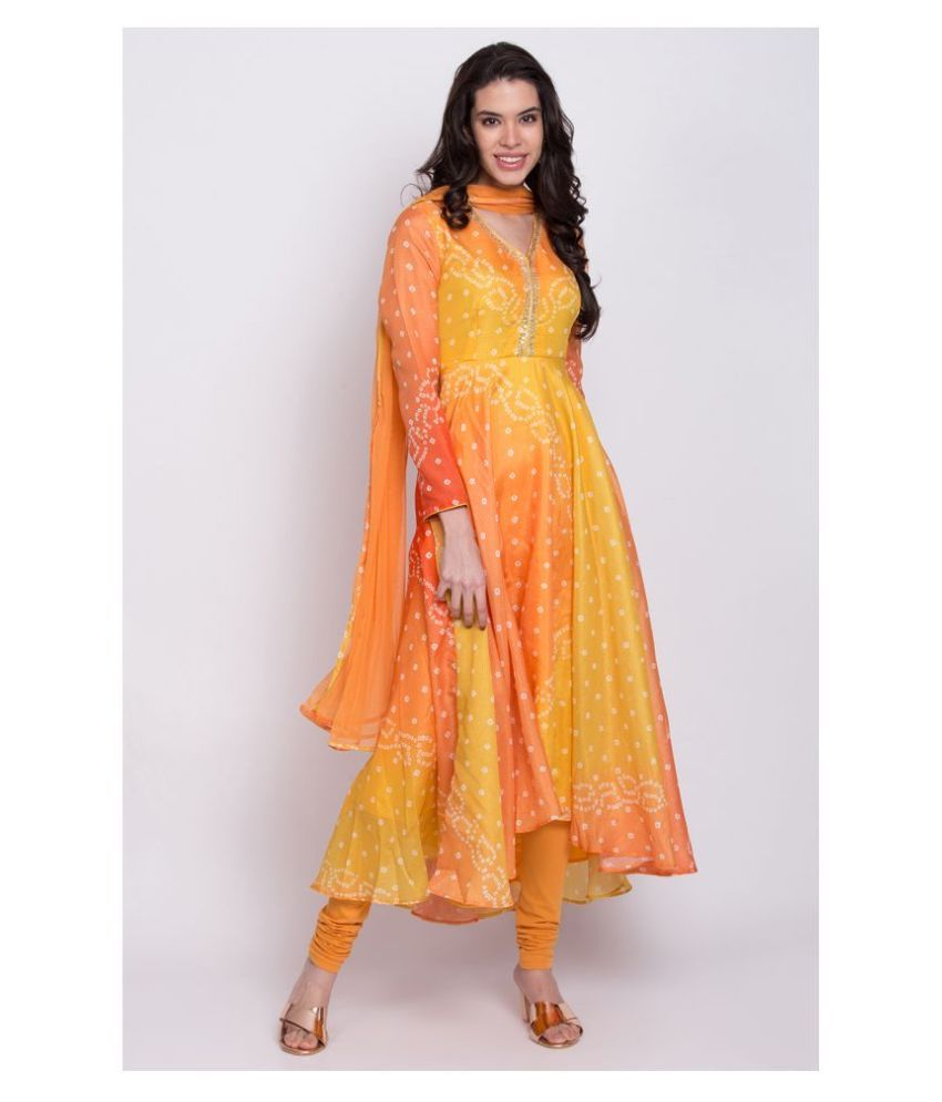 Biba Polyester Kurti With Churidar Stitched Suit Buy Biba Polyester