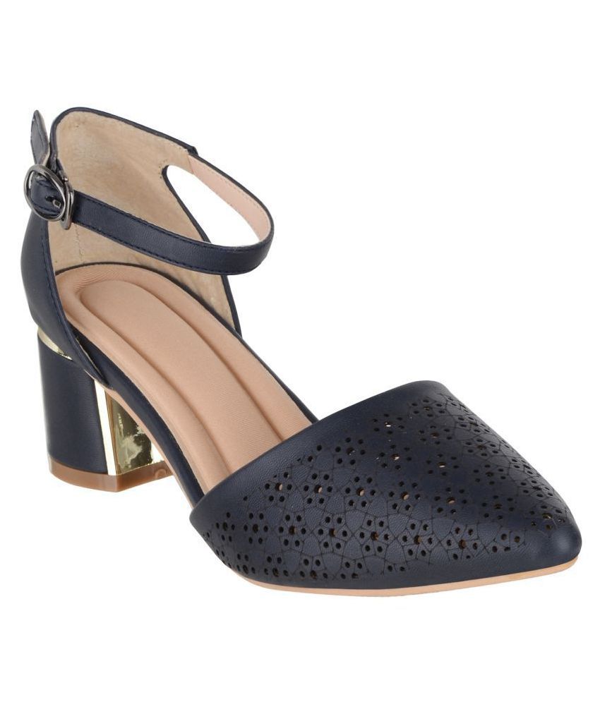 navy block heels closed toe