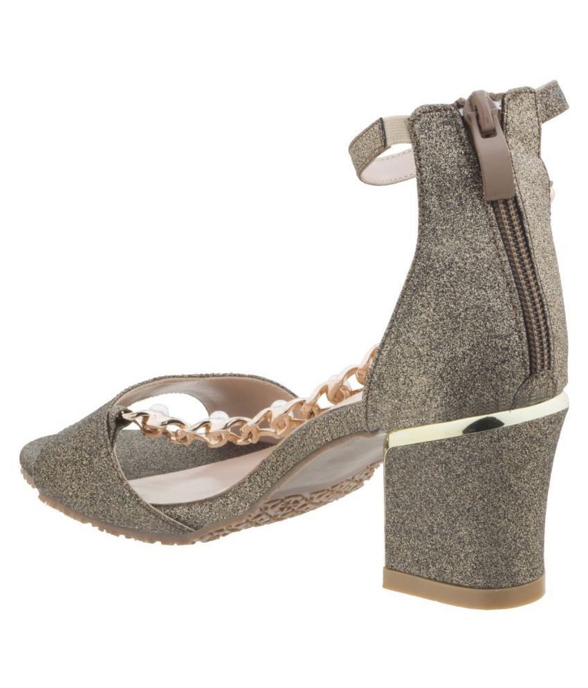 champagne block heels