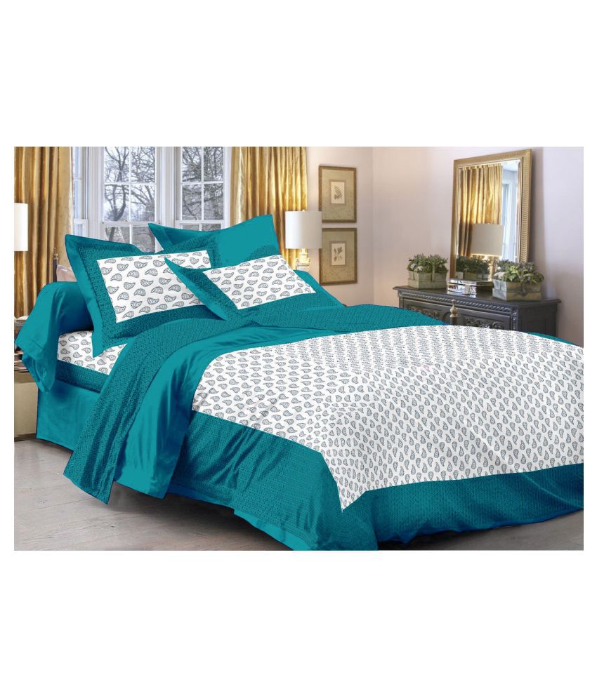 FrionKandy Living Cotton Double Bedsheet with 2 Pillow Covers