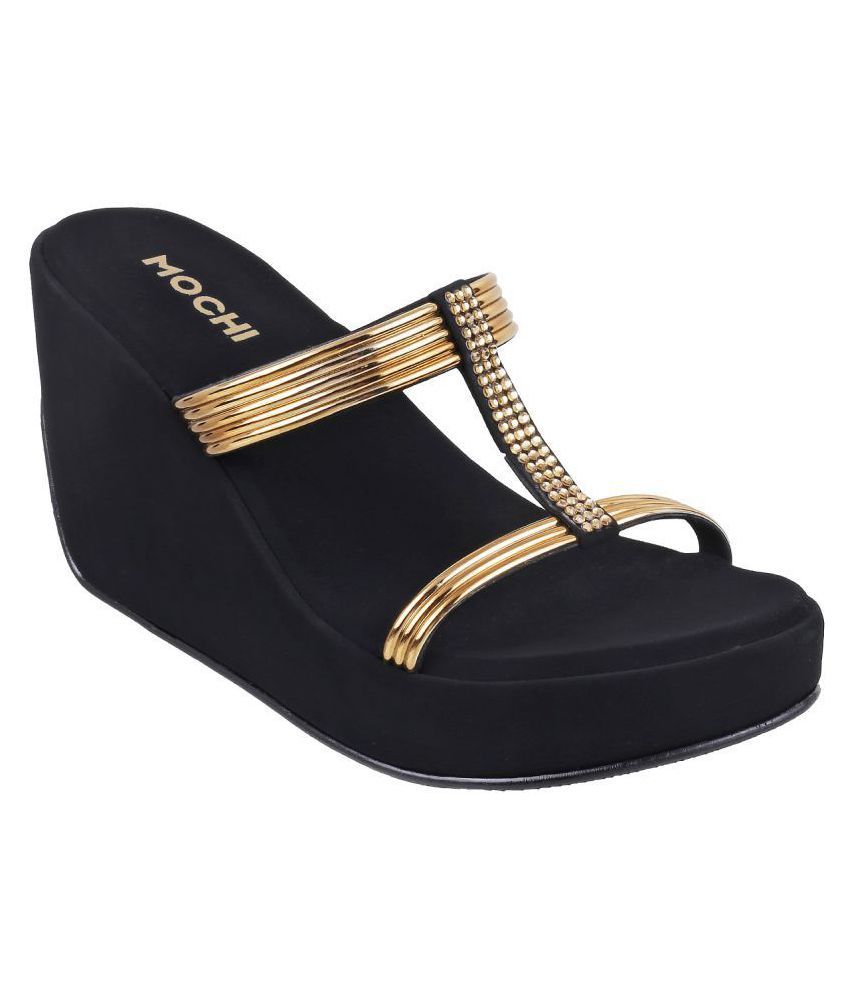 Mochi Black Wedges Heels Price in India- Buy Mochi Black Wedges Heels  Online at Snapdeal