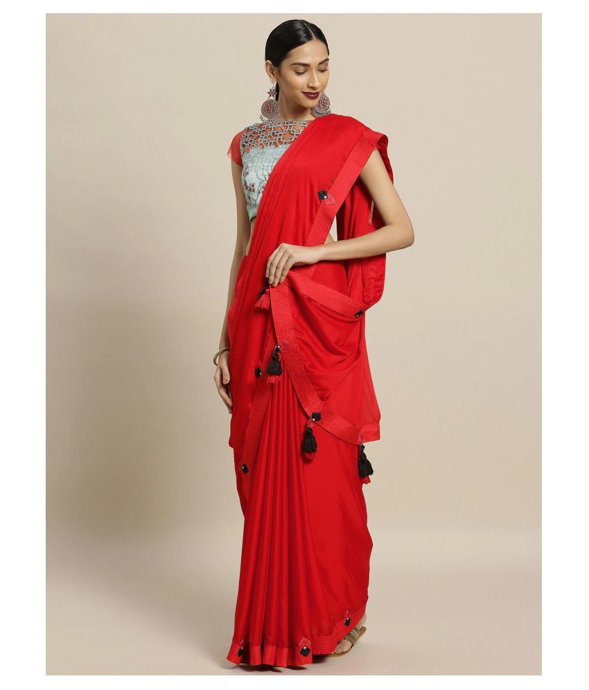     			Shaily Retails Red Cotton Blend Saree