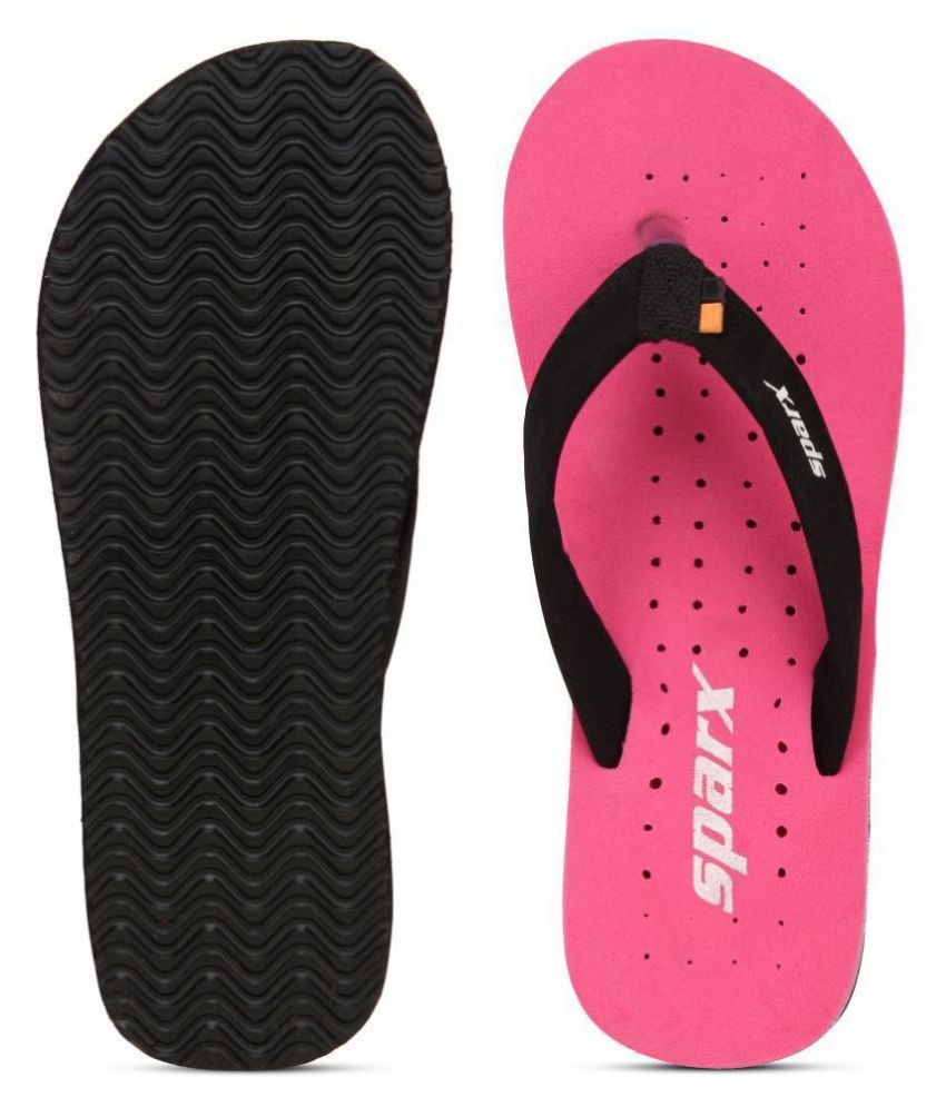 sparx black slippers