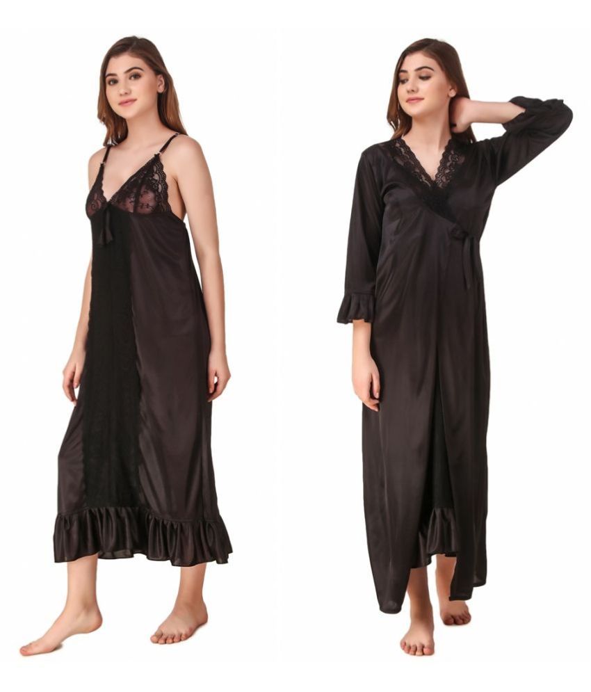 black silk night suit