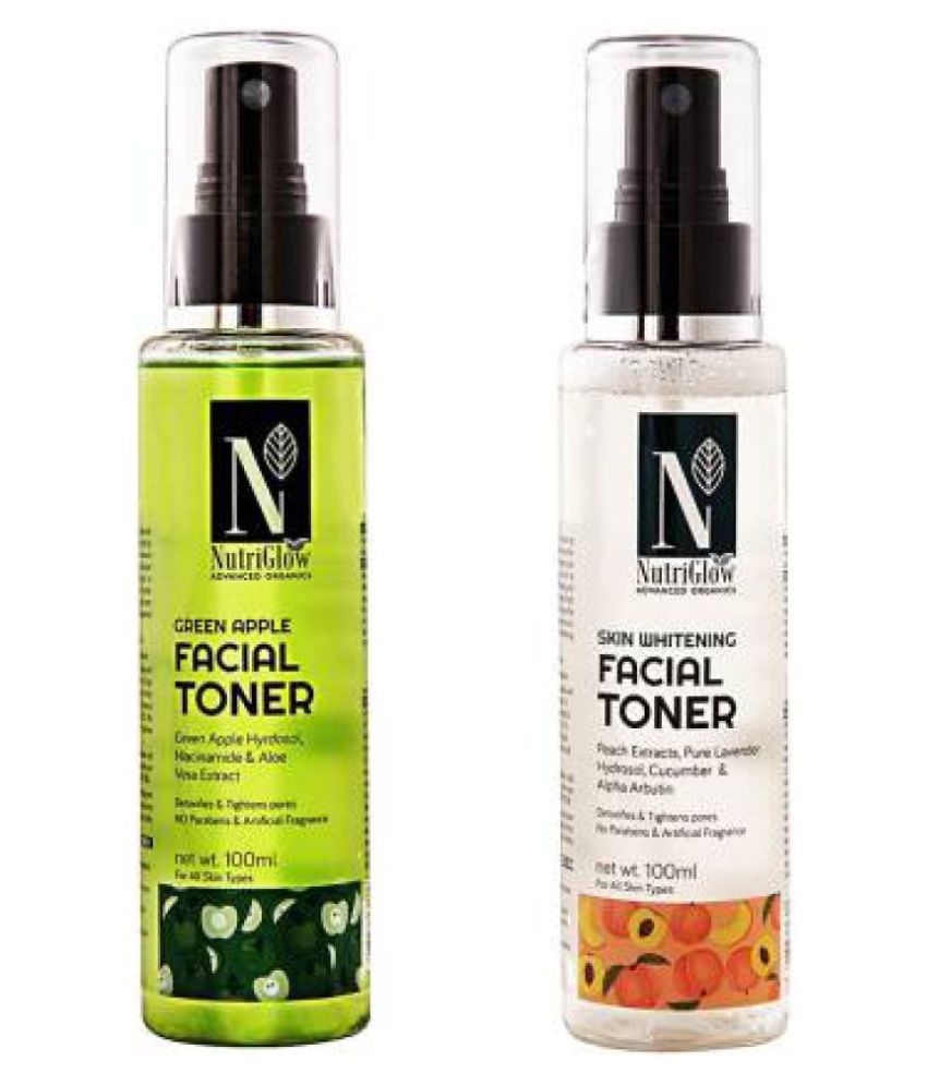 Nutriglow Advance Organics Green Apple Facial Toner with Skin Whitening Toner Skin Tonic 100 mL Pack of 2