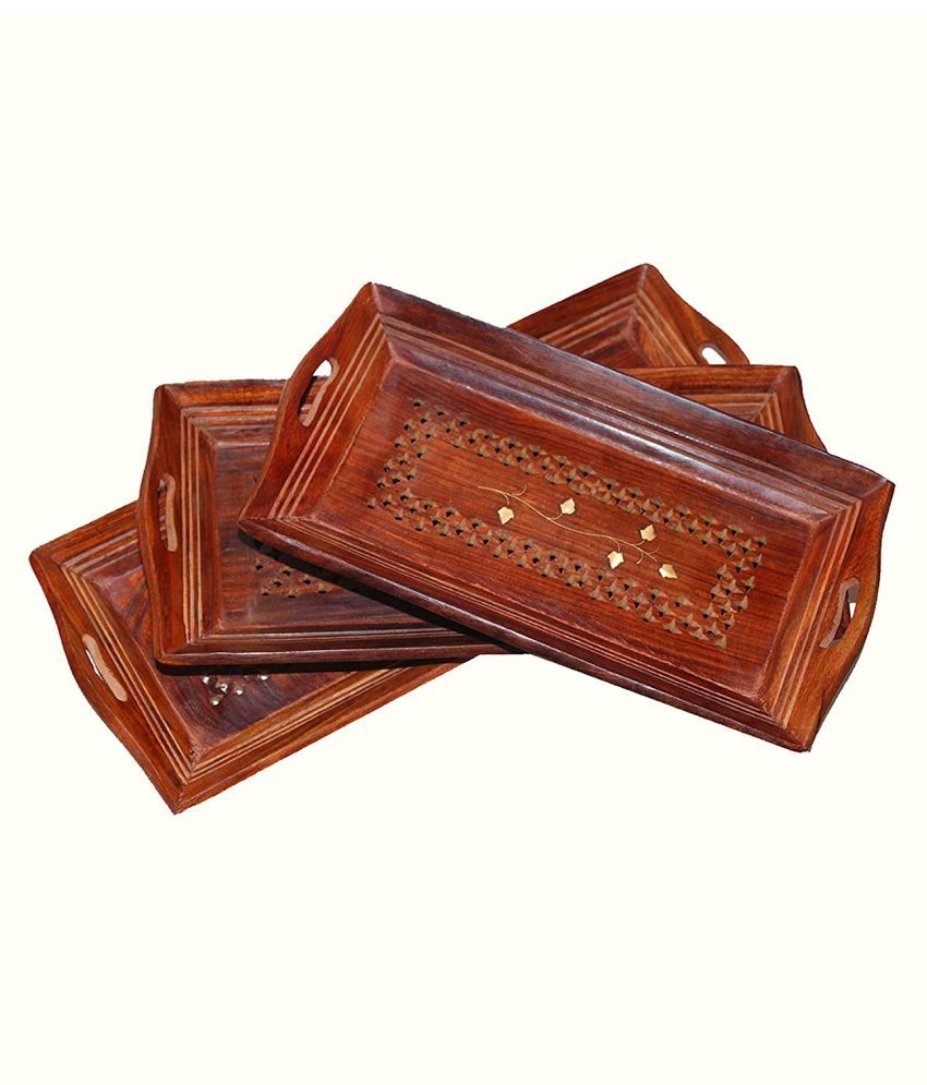 Wooden Serving Tray Set (Set of 3) Buy Online at Best Price