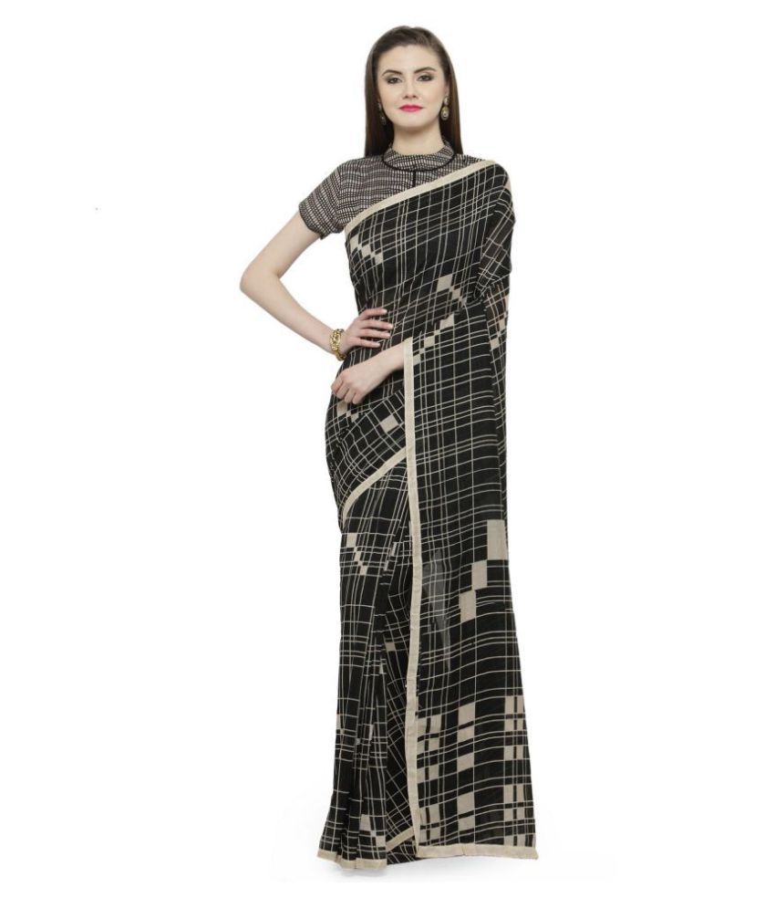     			Shaily Retails Black Cotton Silk Saree