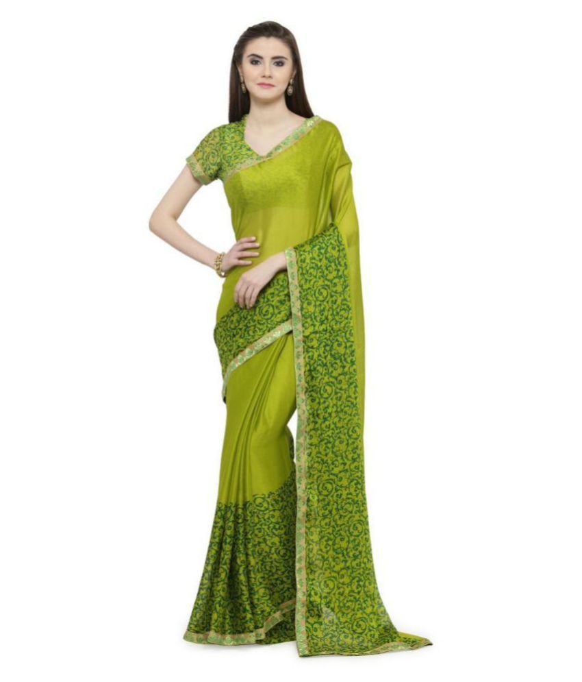     			Shaily Retails Green Chiffon Saree