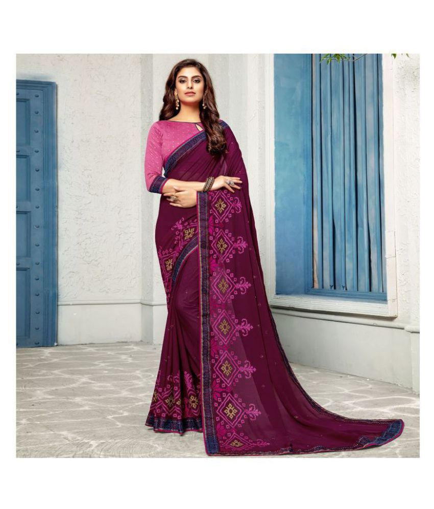     			Shaily Retails Maroon Chiffon Saree