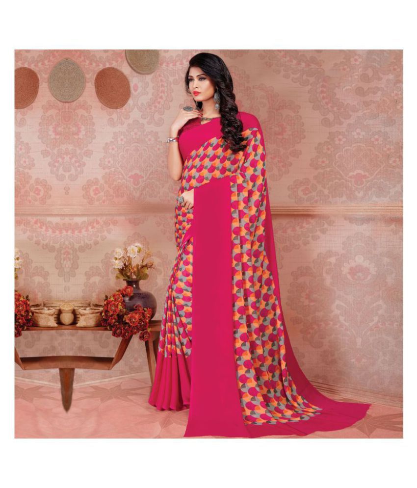     			Shaily Retails Pink Georgette Saree