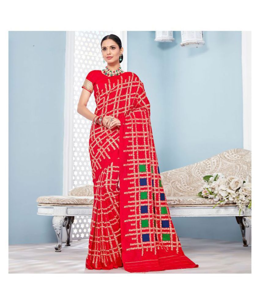     			Shaily Retails Red Silk Blends Saree