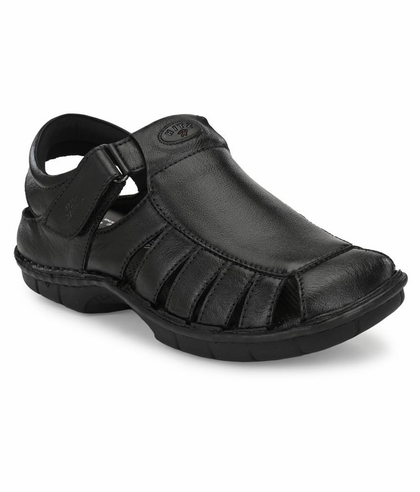 hitz black leather sandals