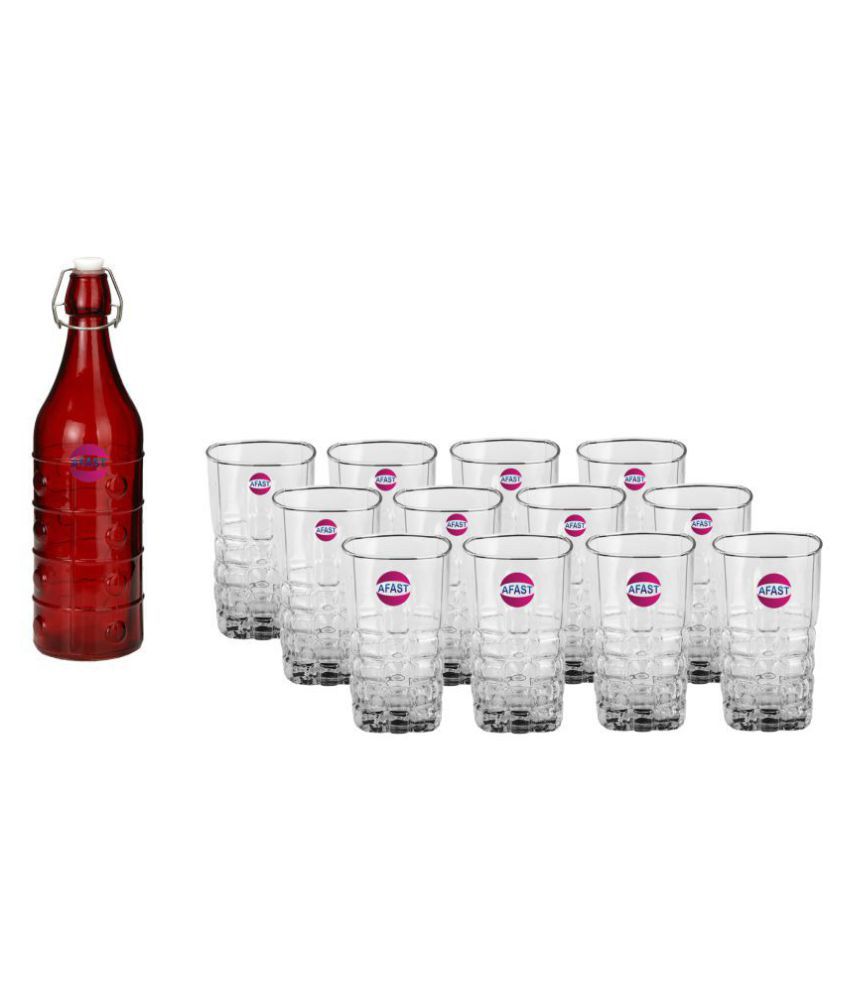     			Afast Glass Bottle, Glass Set, Transparent, Pack Of 13, 1000 ml